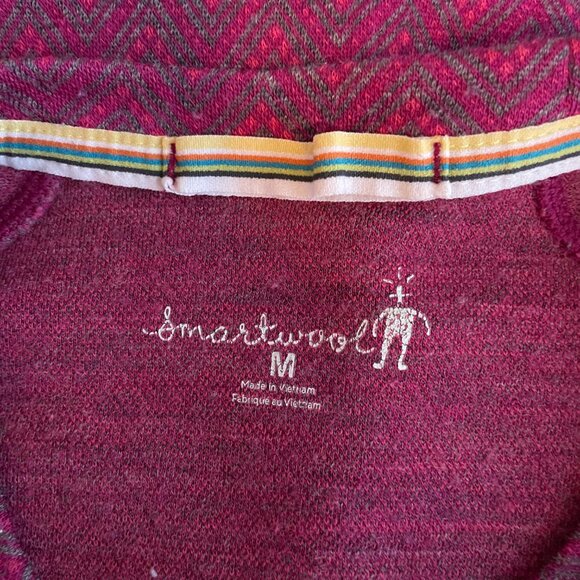 Smartwool Women M Pink Chevron Stripe Shirt Base Layer Merino Gorpcore Winter - Picture 7 of 8